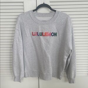 lululemon athletica Light Gray Crewneck Sweatshirt with Multicolored Logo